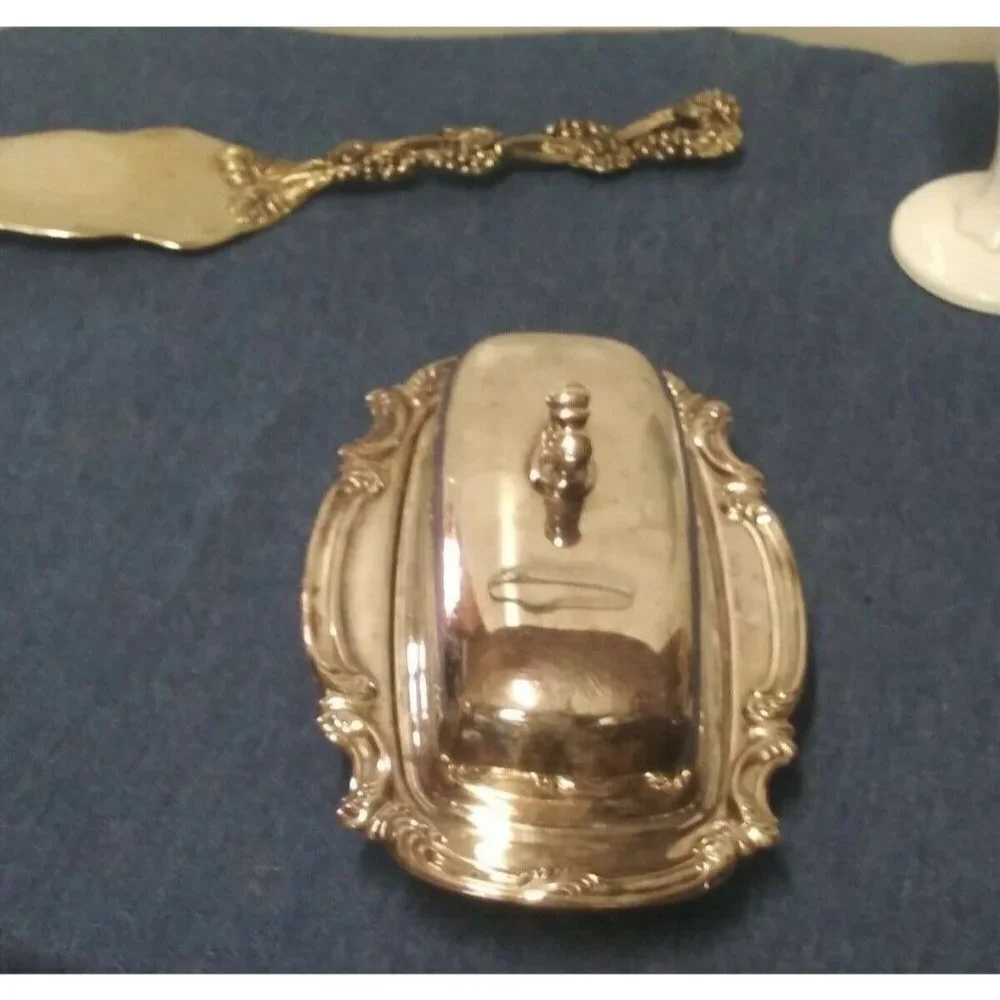Vintage Gorham Butter Dish Silver plated quarter lb Scroll pattern YC1760 EUC